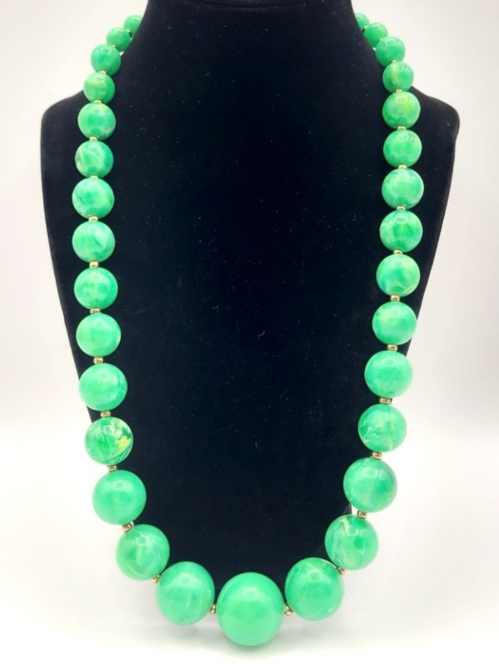 Chunky Green Marbled Beaded Statement Necklace